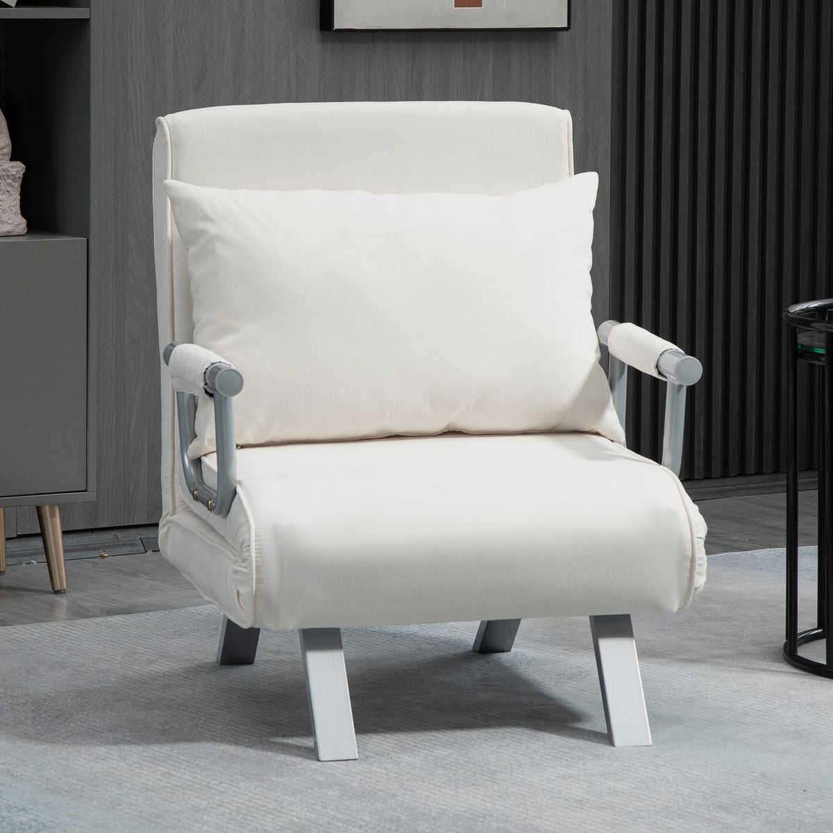 Fauteuil chauffeuse canapé-lit Convertible 1 Place déhoussable Grand Confort Coussin Pieds accoudoirs