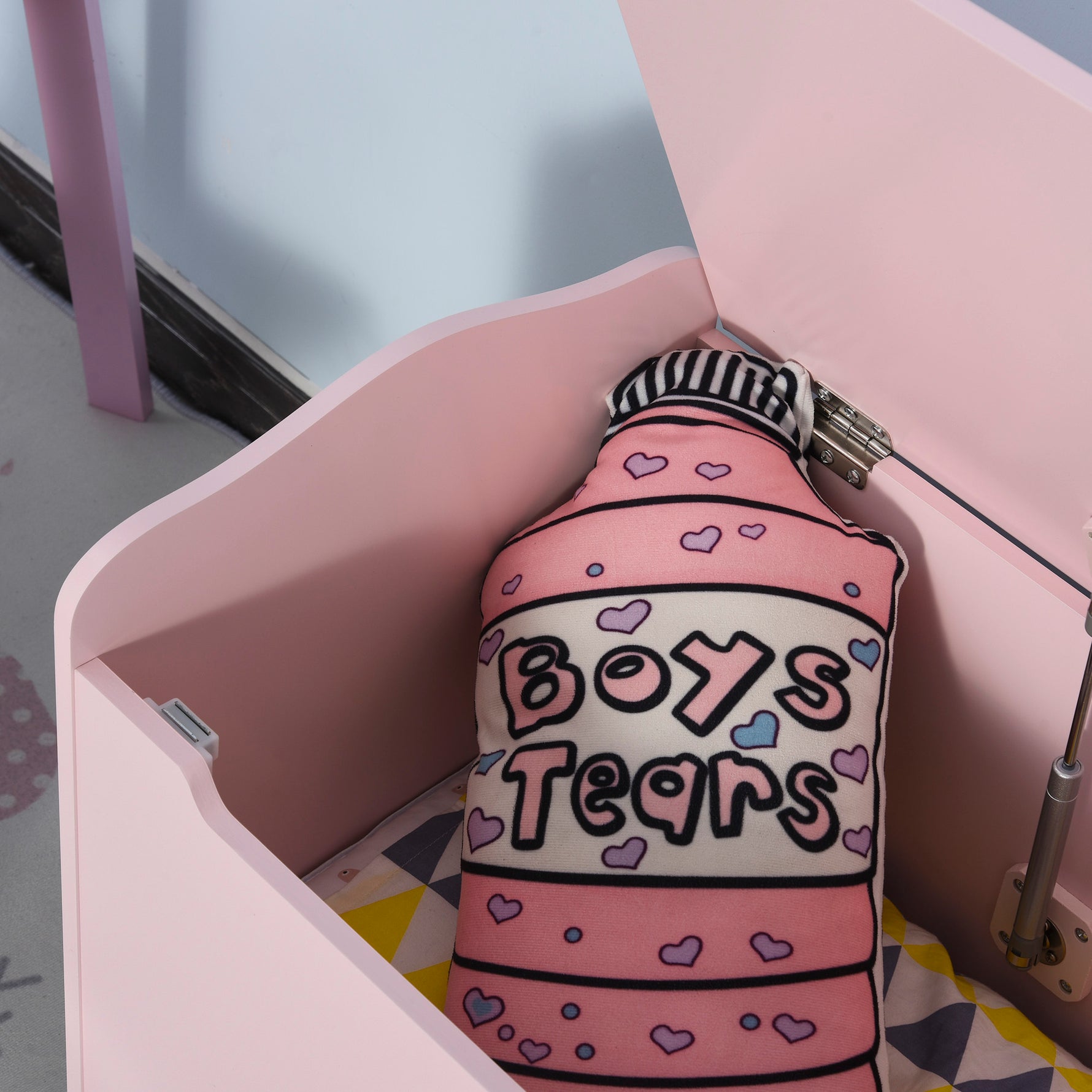 Coffres à Jouets pour Enfants Boîte à Jouets Malle de Rangement Dim. 60L x 40l x 48H cm Vérin Pneumatique MDF Rose