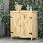 Armoire de jardin armoire de rangement de jardin plateau en métal galvanisé en bois massif 80 x 45 x 92 cm bois naturel