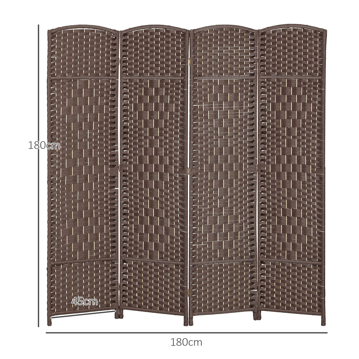 Biombo interior de madera de 4 paneles, separador de ambientes plegable para salón y dormitorio, 180 x 180 cm, marrón