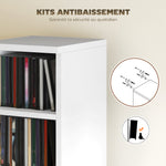 Lot de 2 étagères colonnes armoire de rangement CD-DVD 12 compartiments 21 x 22,5 x 88,5 cm capacité 204 CD blanc