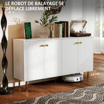 Buffet salon meuble de rangement avec étagères réglables, placards à portes, 140 x 35 x 77,5 cm, blanc