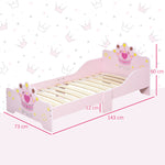Lit Enfant 140 x 70 cm - lit d'enfant Design Princesse Motif Couronne - sommier à Lattes Inclus - MDF Contre-plaqué Rose