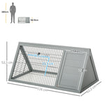 Clapier triangulaire de sol enclos extérieur niche double porte convient aux lapins poules tortue terrestre dim. 116L x 62,2l x 52,5H cm bois massif pin gris