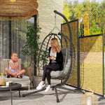 Fauteuil suspendu pliable en résine tressée avec support, coussin et oreiller hauteur réglable, gris