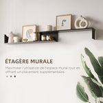 Ensemble meuble TV avec banc et étagère murale style contemporain 153,6L cm - noir