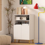 Meuble salle de bain, armoire salle de bain étroit 5 niveaux, portes cannelées à fermeture douce 60 x 31,8 x 93 cm blanc