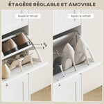 Scarpiera stile scandinavo 3 ante a ribalta 18 paia di scarpe 60 x 23,5 x 115 cm bianco effetto legno
