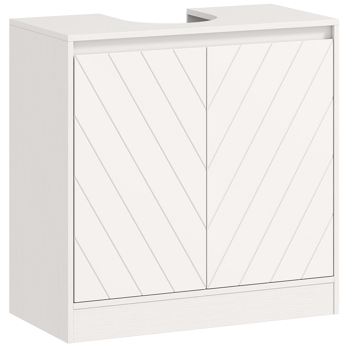 Meuble salle de bain sous Lavabo - meuble sous-vasque - placard 2 portes avec étagère blanc