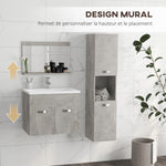 Ensemble de Meubles de Salle de Bain 4 Pièces, Mural, avec Miroir, Meuble sous Vasque, Lavabo et Armoire Haute, gris