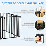 Barrière de Sécurité pour Cheminée, Parc Enclos Chien Pliable Modulable 8 Panneaux avec Porte, sans Perçage