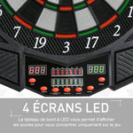 Cible jeu de fléchettes électronique 27 jeux jusqu'à 8 joueurs LED haut-parleur noir