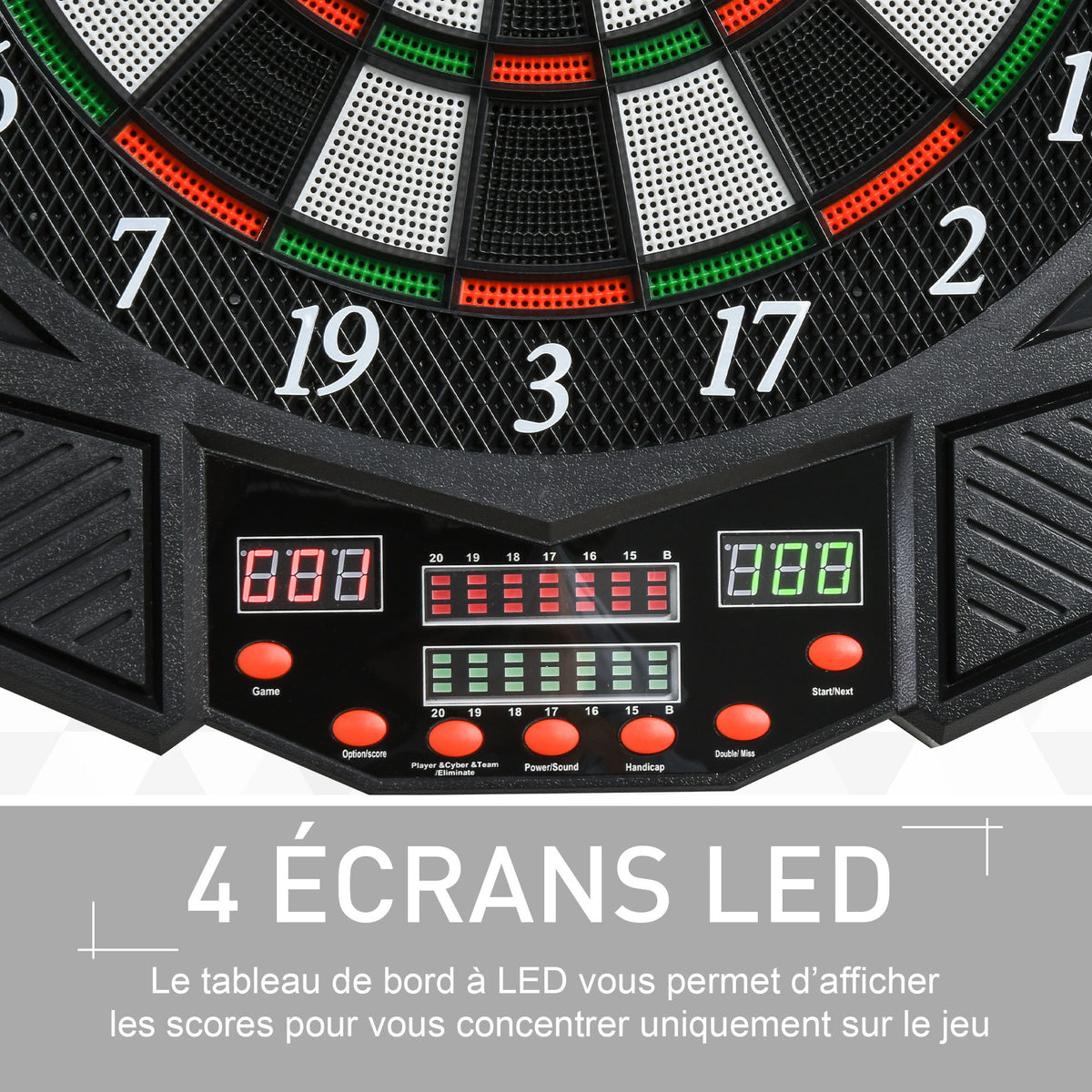 Cible jeu de fléchettes électronique 27 jeux jusqu'à 8 joueurs LED haut-parleur noir