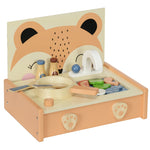 Mini-cuisine en bois jouet enfant avec 12 accessoires poêle spatule condiments fruits légumes - pour 3-5 ans -