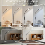 Lampadaire sur pied de salon avec télécommande, contrôle tactile, température couleur et luminosité réglables, noir