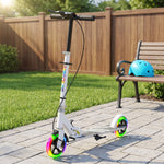 Trottinette enfants 3 à 8 ans, trottinette pliable à 2 roues LED roues lumineuses, 4 réglages en hauteur, blanc