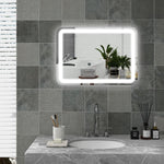Miroir de salle de bain rectangulaire LED fonction anti-buée luminosité réglable fonction mémoire 70 x 50 cm argent