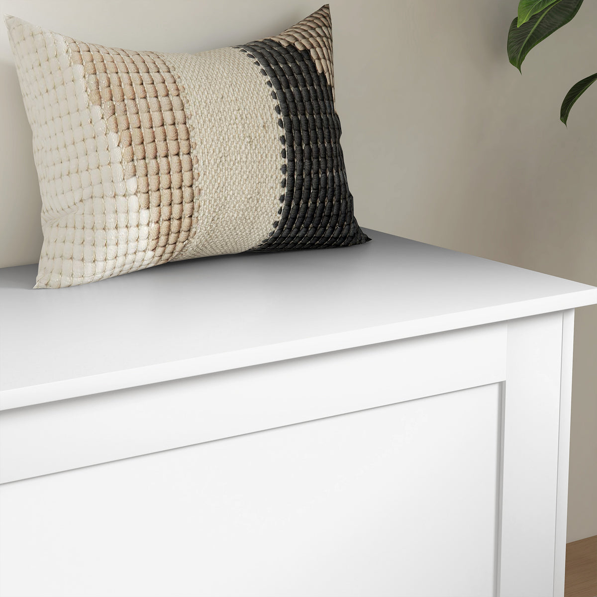 Baúl de almacenaje, baúl de juguetes, con bisagra de seguridad, para salón, de madera, 80 x 40 x 45 cm, blanco