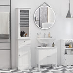 Meuble Colonne de Salle de Bain Placard Porte Acrylique 2 étagères Placard Porte 1 étagère tiroir MDF Blanc