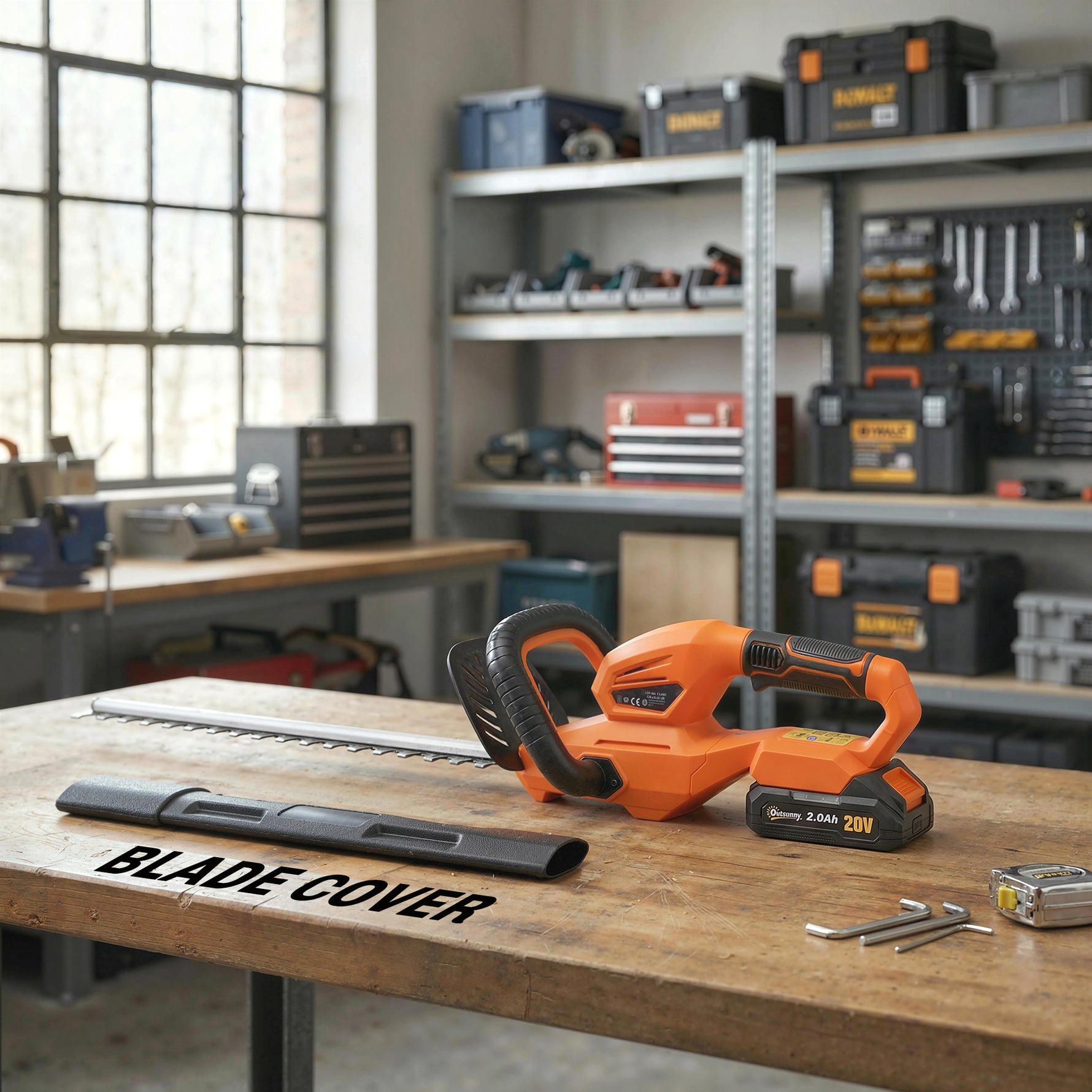 Taille-Haies Électrique 100 W, Lame 51 cm, Batterie 2,0 Ah et Chargeur, Orange