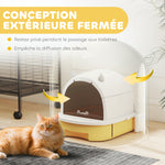 Maison de toilette pour chat bac à litière fermé chat poignée de transport porte translucide 40,5 x 52 x 39 cm jaune