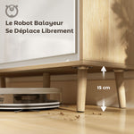 Buffet à haute brillance, meuble de rangement avec 4 portes, étagères réglables, 141 x 35 x 77 cm, blanc et chêne