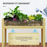 Jardinière sur pieds, carré potager surélevé avec panneaux en acrylique et trous de drainage, 110 x 50 x 80 cm, naturel