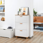 Meuble à chaussures style scandinave 3 abattants 70 x 23,5 x 122 cm blanc