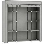 Armoire de rangement penderie en tissu pliable avec barre de suspension et étagères, 150 x 43 x 162,5 cm, gris clair