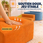 Baby-Motorikparcours 5-tlg., Baby-Motorikmodul aus Schaumstoff, Bällebad, waschbarer Veloursbezug, bunt