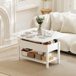 Table basse relevable et extensible table de salon avec compartiment caché étagère ouverte 100x45x50,5cm blanc-1