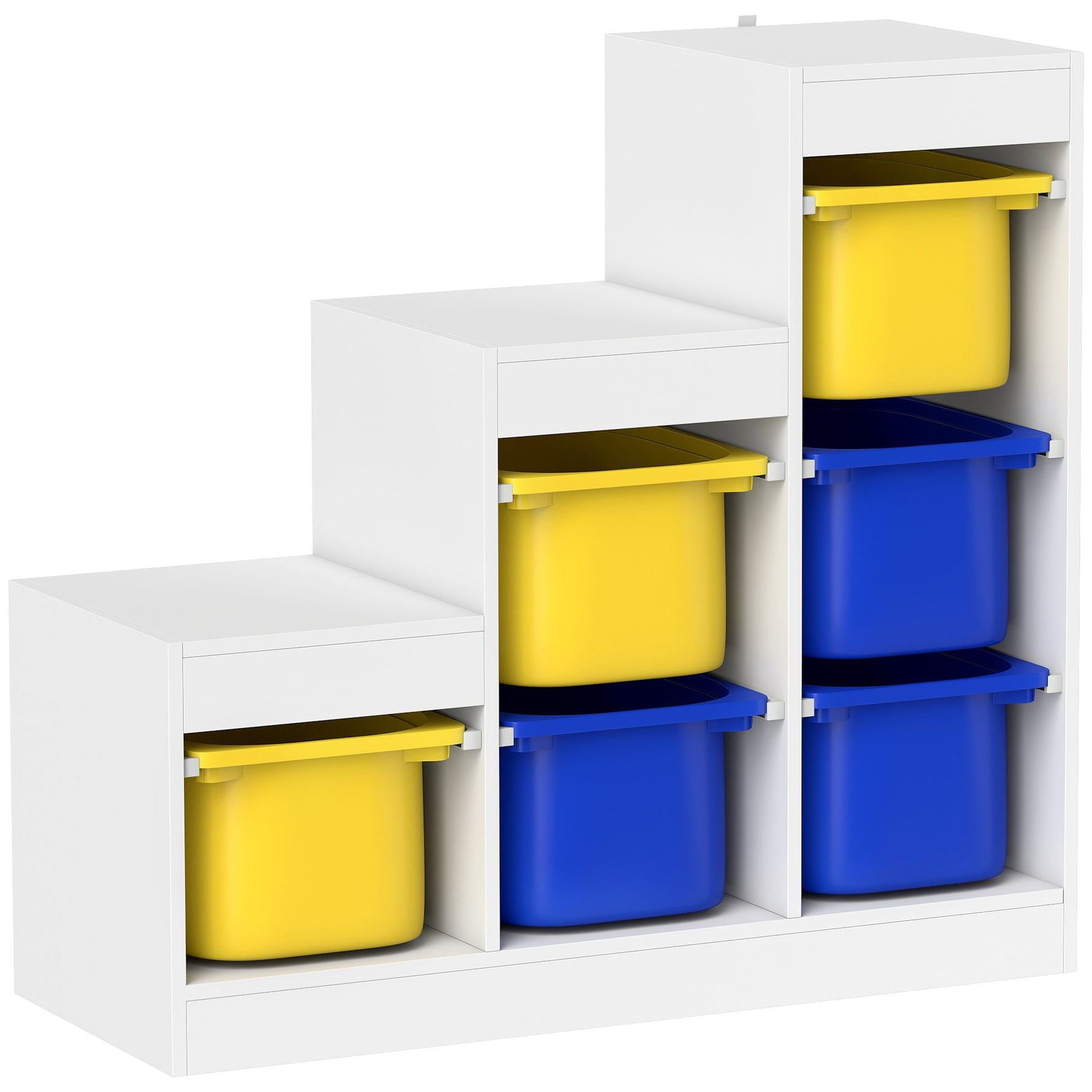 Meuble de rangement pour jouets des enfants avec 6 bacs amovibles, 3 niveaux de rangement, 96 x 38,5 x 90, multicolore