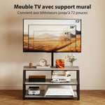 Meuble TV avec support pour téléviseurs jusqu'à 72 pouces, meuble télé avec 2 étagères ouvertes, 110x43x150cm, gris