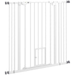 Barrière de sécurité animaux de 104,1H cm avec porte fermeture automatique système de double verrouillage blanc