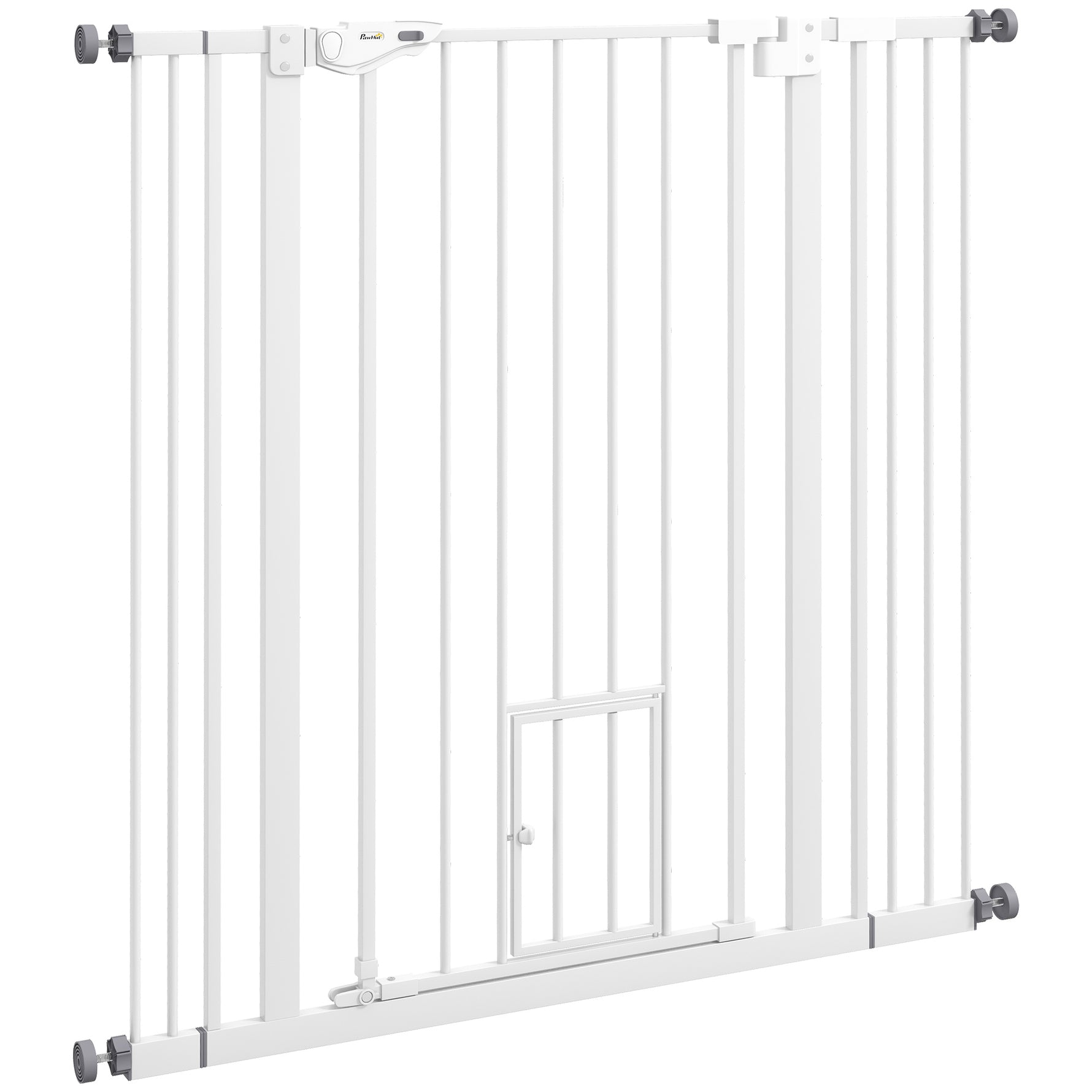 Barrière de sécurité animaux de 104,1H cm avec porte fermeture automatique système de double verrouillage blanc