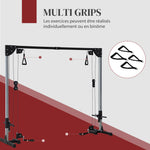 Appareil de musculation double poulie vis à vis crossover, charge libre avec haltère 2 x 50kg dim. 245L x 85l x 207H cm