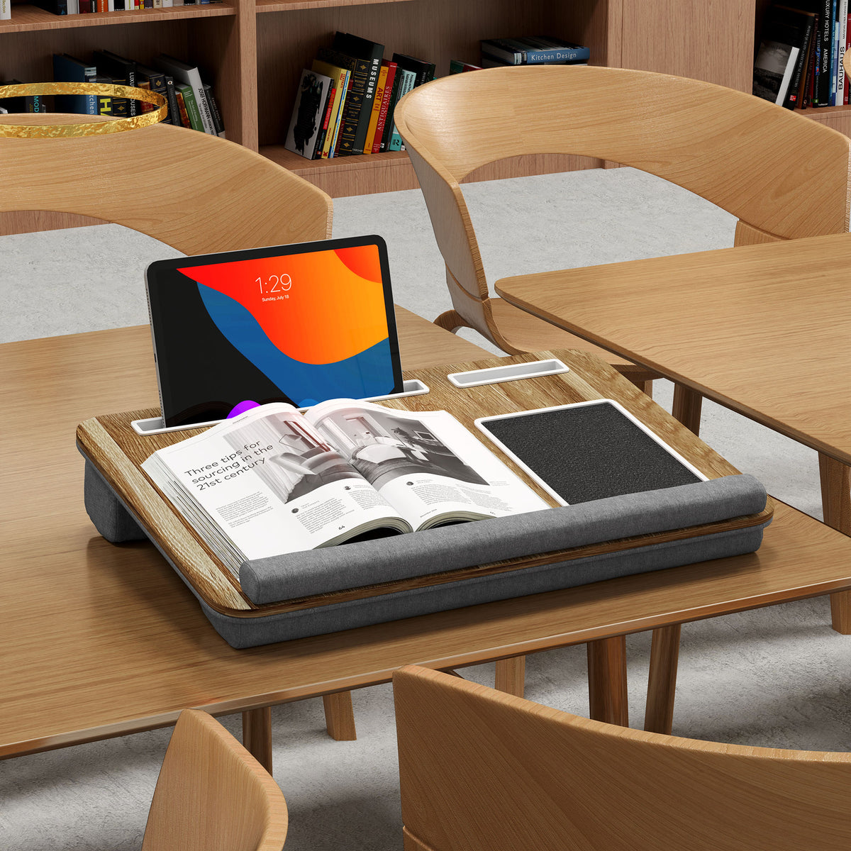 Support ordinateur portable lit avec traversin fente pour tablette ou téléphone tapis de souris repose-poignet poignée