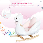 Jouet à bascule cygne à bascule pour enfant de 18 mois et plus fonction musique pieds en bois - blanc et rose
