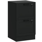 Caisson bureau, meuble rangement bois 2 tiroirs et serrure, barres de suspension réglables, 40 x 40 x 71 cm, noir