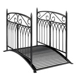 Pont de Jardin en Métal Style Baroque Passerelle Décorative avec Garde-Corps 91cm et Charge 100kg Noir