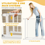 Barrière de sécurité pour chiens et bébés 76 à 80 cm avec extension fixation par pression sans perçage 76 à 80cm blanc