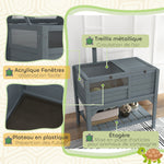 Maison enclos pour tortues sur pieds avec étagère de rangement en bois de sapin - dim. 103H x 84L x 51l cm
