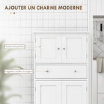 Armoire de cuisine buffet cuisine avec placards, étagères réglables, tiroir, 60 x 30 x 128 cm, blanc