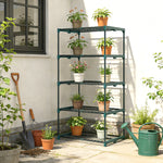 Étagère à fleurs en acier 5 niveaux intérieur et extérieur support de plantes pour jardin balcon salon 67x49x138cm vert