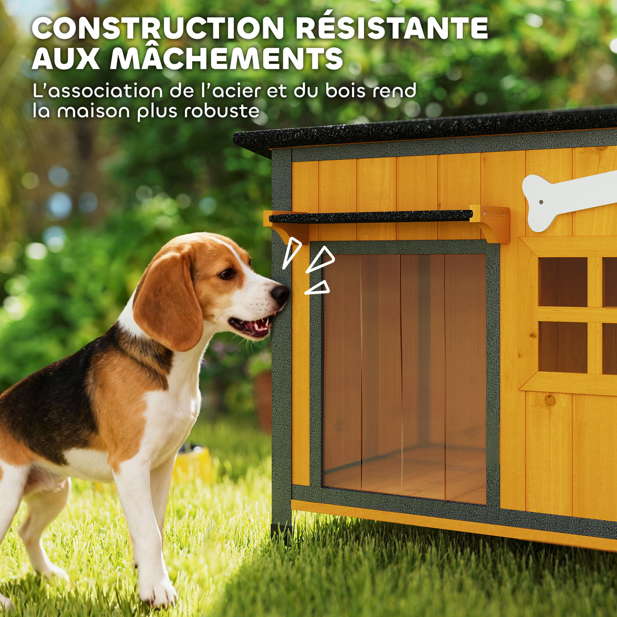 Niche pour chien extérieure résistante aux intempéries cabane pour chien avec plancher amovible