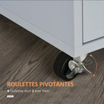 Desserte de cuisine sur roulettes chariot de service Ilot de cuisine avec tiroir de placard et porte-torchons - blanc