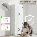 Buffet de cuisine armoire de cuisine contemporaine multi-rangements 2 placards 3 étagères MDF panneaux particules blanc