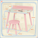 Ensemble table et chaise enfant table pour enfant avec chaise avec porte-livres motifs d'ours pour enfants 3-8 ans rose