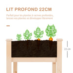 Jardinière sur Pieds Potager 122,5 x 56,5 x 76 cm Inserts d'irrigation + Feutre de Drainage Inclus Bois Massif