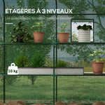Serre de jardin avec 1 porte, 1 fenetres, étagères 3 niveaux pour Légumes Plantes Fleurs Bâche PE 140 x 143 x 190 cm
